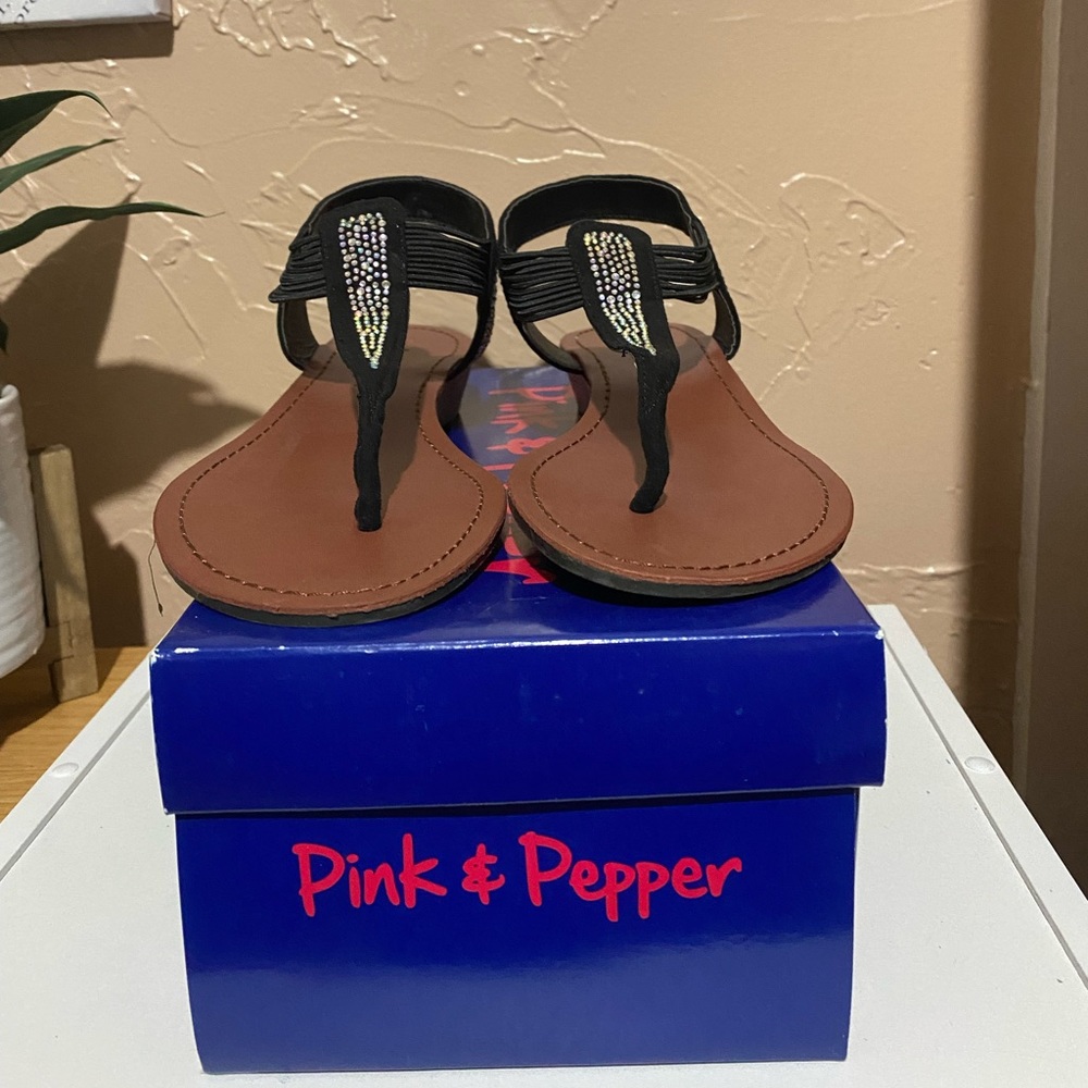 Pink & Pepper Low Wedge Sandal NWT